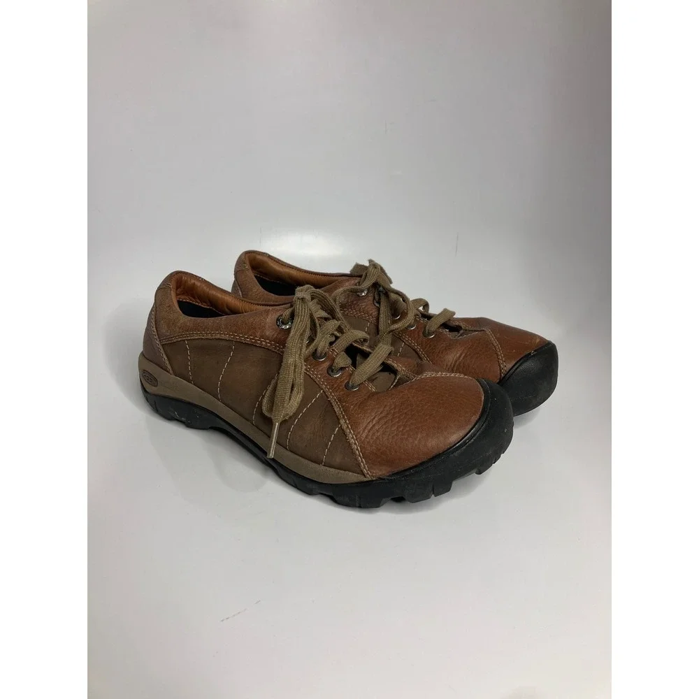KEEN Presidio Walking Shoes Women 11 Brown Fair Leather Lace Up 1011401